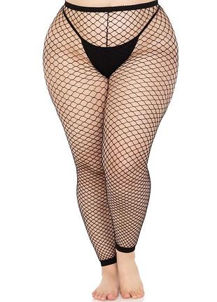 Колготки без стопи leg avenue industrial net footless tights, 1x/2x, чорні, у сітку