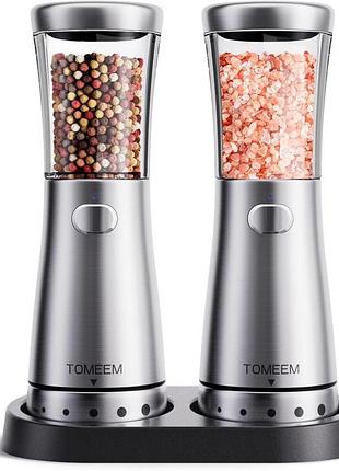Набор электрических блинов tomeem для специй с подставкой (соли и перца)