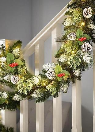 Искусственная рождественская гирлянда shareconn длиной 9 футов с предварительно освещенной подсветкой, меняющими цветами огнями