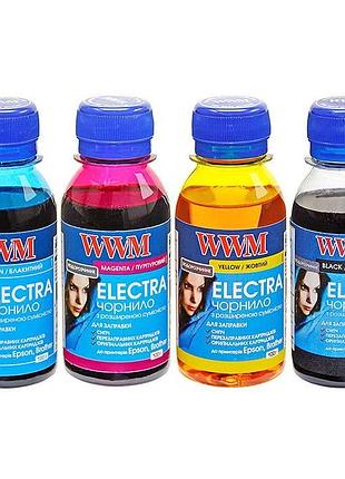 Комплект чорнил wwm electra для epson 4х100г b/c/m/y водорозчинне (electr.set42)