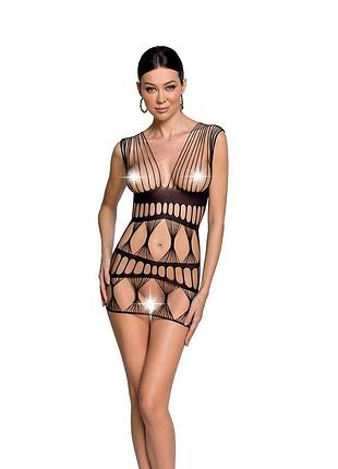 Бодистокінг-сукня passion bs089 black, міні, плетіння у формі павутини