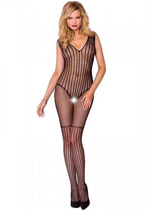 Сетчатый черный бодистокинг с рисунком боди и гетр casmir ca006