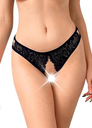 Кружевные трусики с открытым доступом art of sex - mia, размер l-2xl, черный