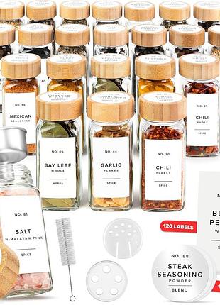 Стеклянные банки edelhaus для специй с этикеткой и бамбуковыми крышками (24 x 4 унции). сток