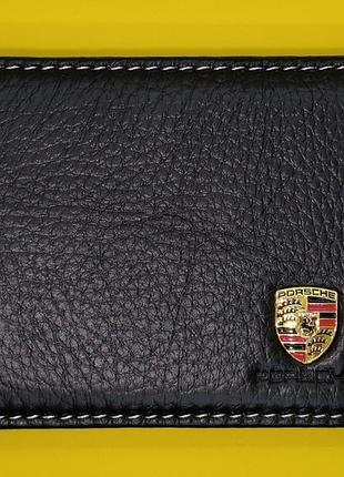 Обложка для документов с логотипом porsche черный белая строчка