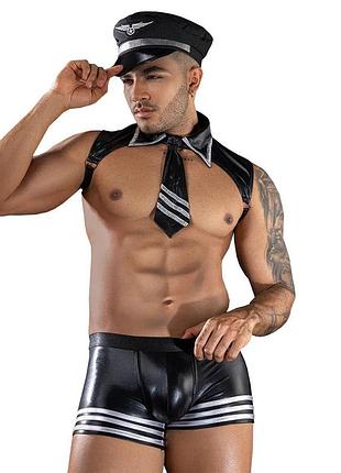 Чоловічий еротичний костюм пілота jsy « чарівний вільям» one size, топ, шорти, кепка