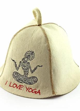 Банная шапка luxyart "i love yoga", искусственный фетр, белый (yt-297)