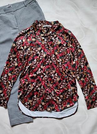 Унікальна трикотажна сорочка typical jill італія квітковий принт осінній класна пряма блуза довгий рукав