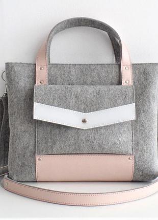 Женская сумка из войлока и кожи