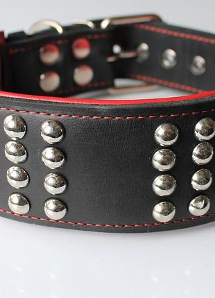 Кожаный ошейник для собак "lockdog" с заклепками черно-красный