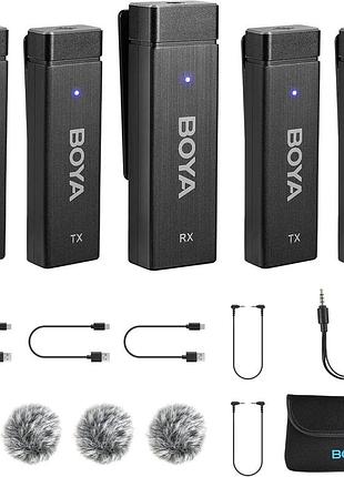Беспроводные петличные микрофоны boya by-w4 для фотоаппаратов, видеокамер сток