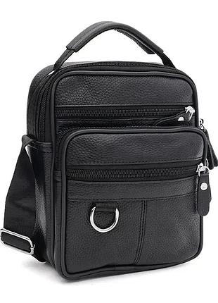 Мужская кожаная сумка keizer k1722bl-black, натуральная кожа, вертикальный формат, для дороги, средний размер