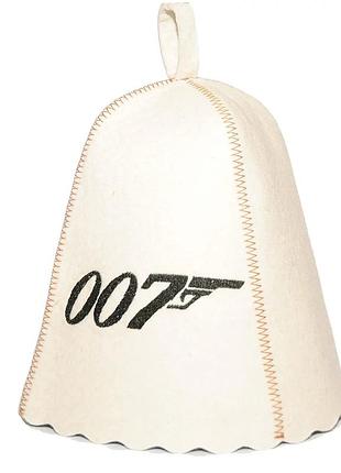 Банная шапка luxyart "агент 007", натуральный войлок, белый (la-995)