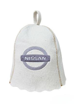 Банная шапка luxyart "nissan" натуральный войлок белый (lr-954)