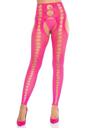 Колготки leg avenue seamless opaque footless suspender hose one size neon pink