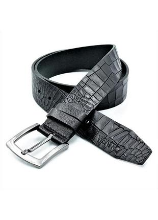 Кожаный мужской ремень weatro цвет черный m-kozh38-wtrua-007