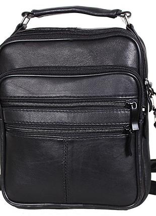Мужская сумка из натуральной кожи через плечо, борсетка sw303717 черная