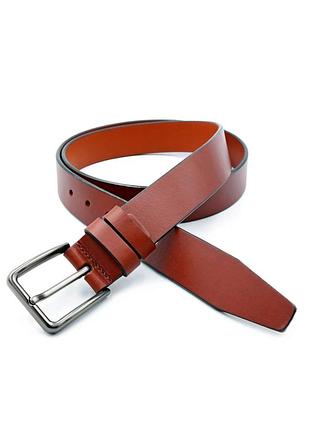 Шкіряний чоловічий ремінь weatro 3,3 х 110-120 см коричневий