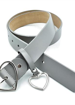 Шкіряний жіночий ремінь weatro сірий koz-zh35-kit-047
