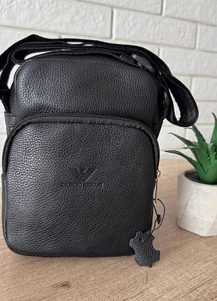 Кожаная мужская сумка-планшетка стиль армани черная, мужская сумка барсетка armani натуральная кожа на плечо