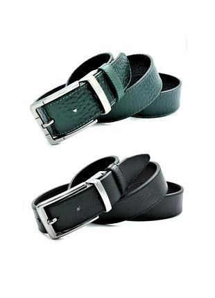 Чоловічий шкіряний ремінь двосторонній 4х115-125 см зелений + чорний weatro tur-m-40k-09