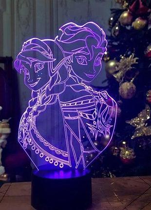 Ночник-светильник 3d "холодное сердце" 26х15 см 3dtoyslamp es491