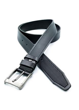 Шкіряний чоловічий ремінь weatro 3,3 х 105-120 см чорний wtro-ua-33k-0021