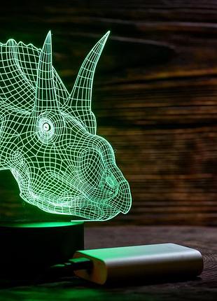 Змінна картинка для нічника-світильника 3d "трицераптор" 3dtoyslamp cl0127498