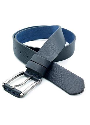 Шкіряний чоловічий ремінь weatro 3,8 х 105-125 см темно-синій