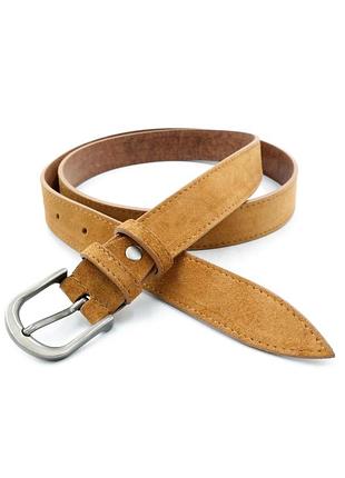 Жіночий замшевий шкіряний ремінь 2,8 х 100-120 см weatro рудий