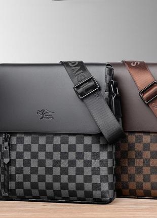 Мужская сумка планшетка кенгуру стиль луи витон клетка, сумка-планшетка на плечо
