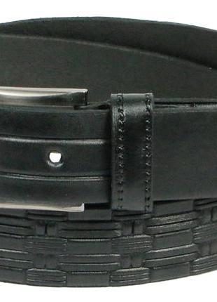 Чоловічий шкіряний ремінь під штани skipper 11128 чорний 3.5 см