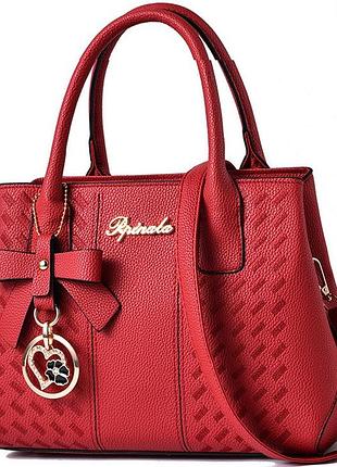Стильная женская мини сумка с брелком, женская сумочка на плечо с брелочком красный