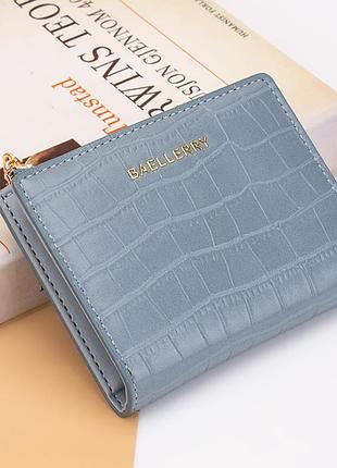 Женский кошелек рептилия baellery мини клатч портмоне голубой