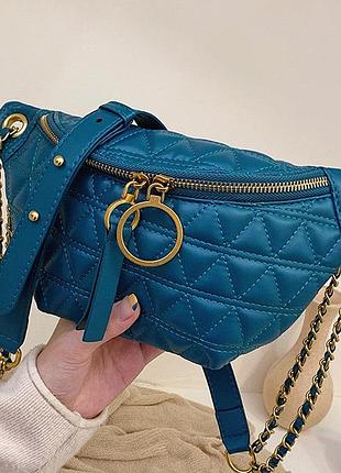Якісна жіноча сумочка бананка синій
