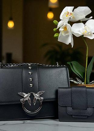 Набор женская сумочка клатч птички пинко + женский кошелек