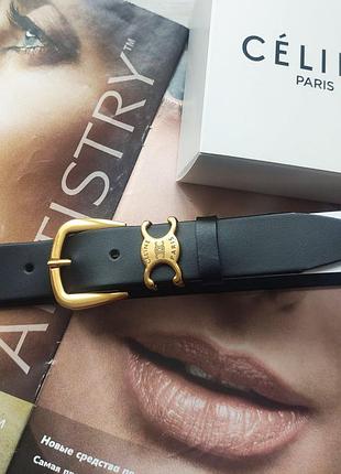 Женский кожаный ремень celine, пряжка матовое золото