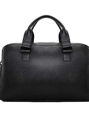 Небольшая дорожная кожаная сумка для ручной клади в самолет, поезд черная. сумка для вещей кожа