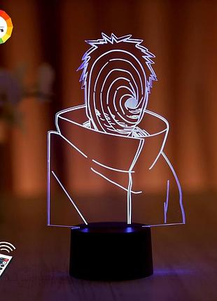 Ночник-светильник 3d "обито учиха 2" 26х13 см 3dtoyslamp 84es