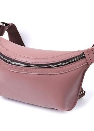 Интересная бананка для женщин из натуральной кожи grande pelle 22816 бежевый