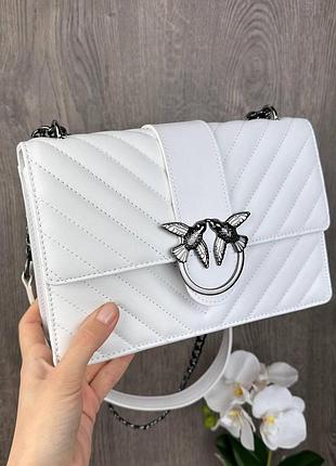 Жіноча міні сумочка клатч на плече в стилі пінко стьобана, маленька сумка pinko з пташками