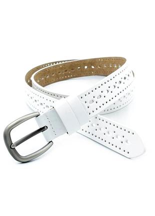 Жіночий шкіряний ремінь 2,8 х 100-115 см weatro білий 105 см