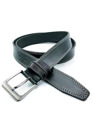 Шкіряний чоловічий ремінь weatro 3,3 х 110-125 см чорний 120