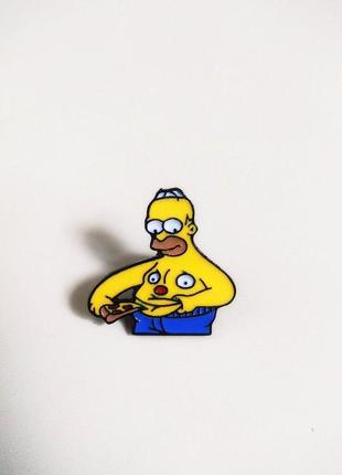 Пін значок значки брошка брошка simpsons сімпсон годує піцою свій живіт 🍕