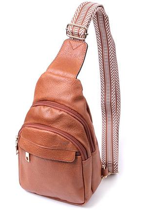 Практичная женская сумка через плечо с отверстием для наушников из экокожи vintage 22789 рыжий