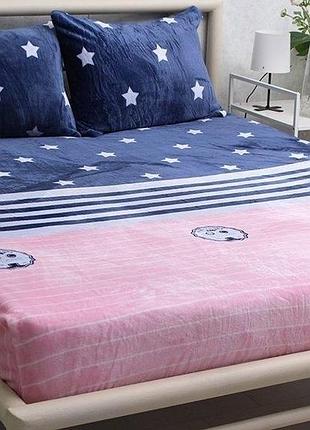 Тм tag простирадло на гумці + наволочки (160х200х20) alm1904