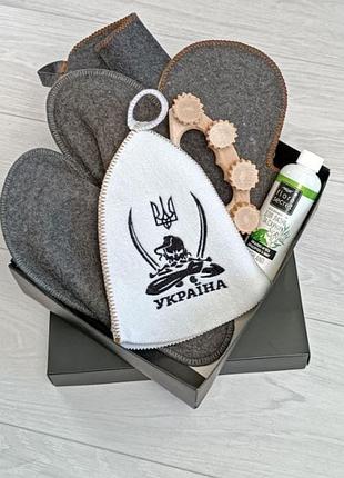Подарочный набор для бани и сауны luxyart "козак з шаблями" 6 предметов (pu-006)
