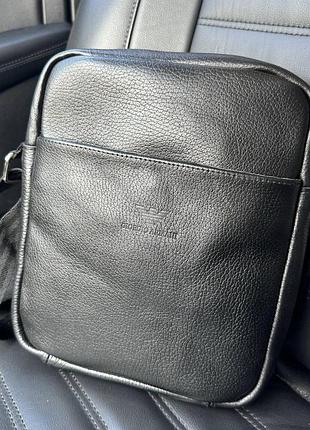 Кожаная мужская сумка-планшетка стиль армани, мужская сумка барсетка armani натуральная кожа черная