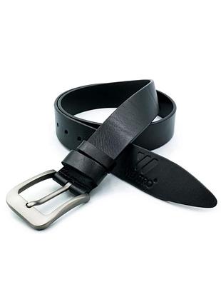 Мужской кожаный ремень черный 3,8 см х 110-120 см weatro 120 см