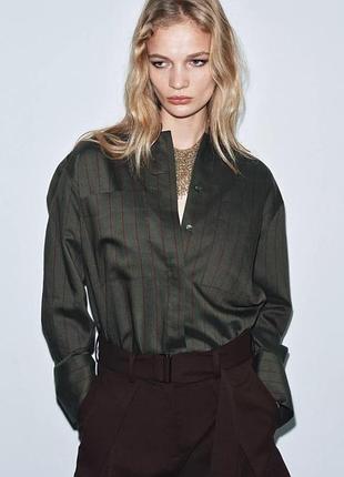 Рубашка в полоску zw collection с комиром-мандарин